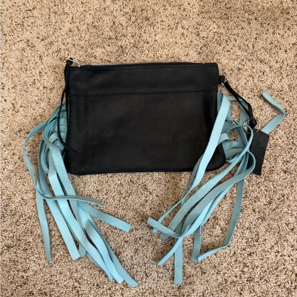 Fringe Hill Distressed Clutch Black/Turquoise​ - Picture 2 of 4